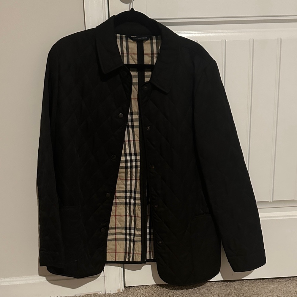Burberry Black Quilted Utility Jacket with Signature Check Lining